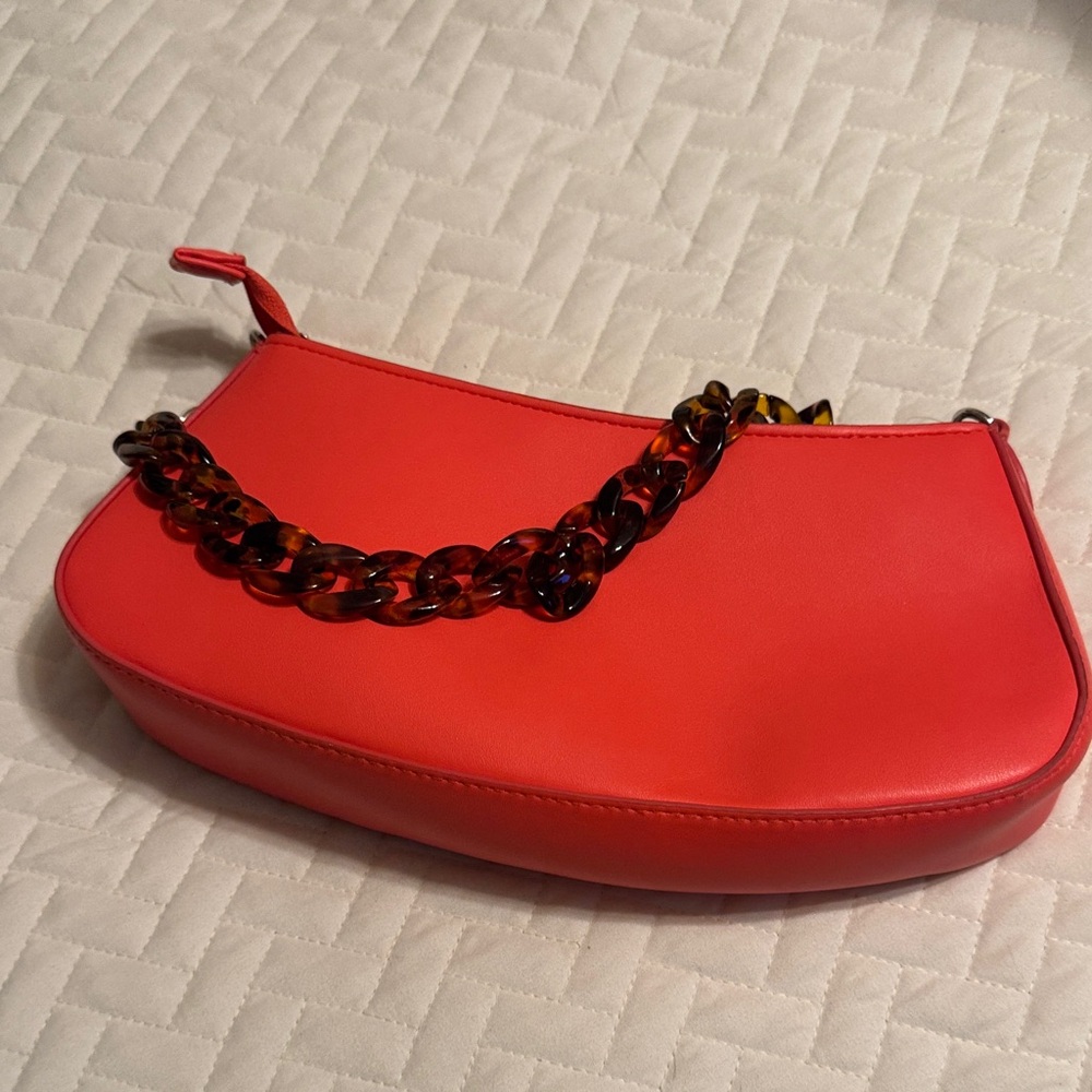 a new day coral  Shoulder Bag with Chain Accent